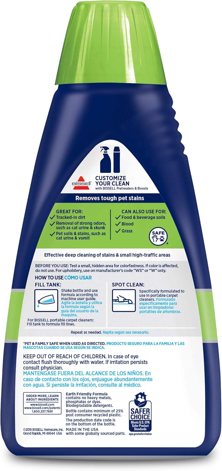 Bissell 74R7 Pet Stain & Odor Portable Machine Formula - 32 Ounce for Effective Cleaning