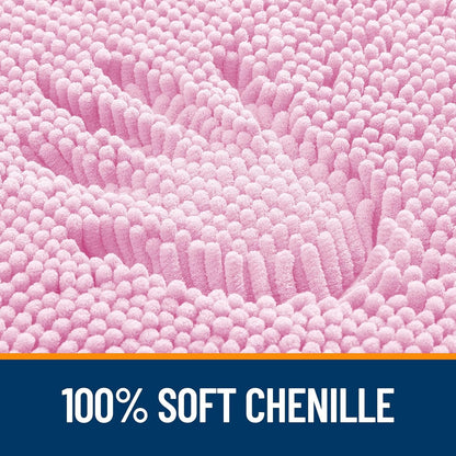OLANLY Bathroom Rugs - Extra Soft Chenille Bath Mats | Quick Dry, Machine Washable, 30x20, Pink