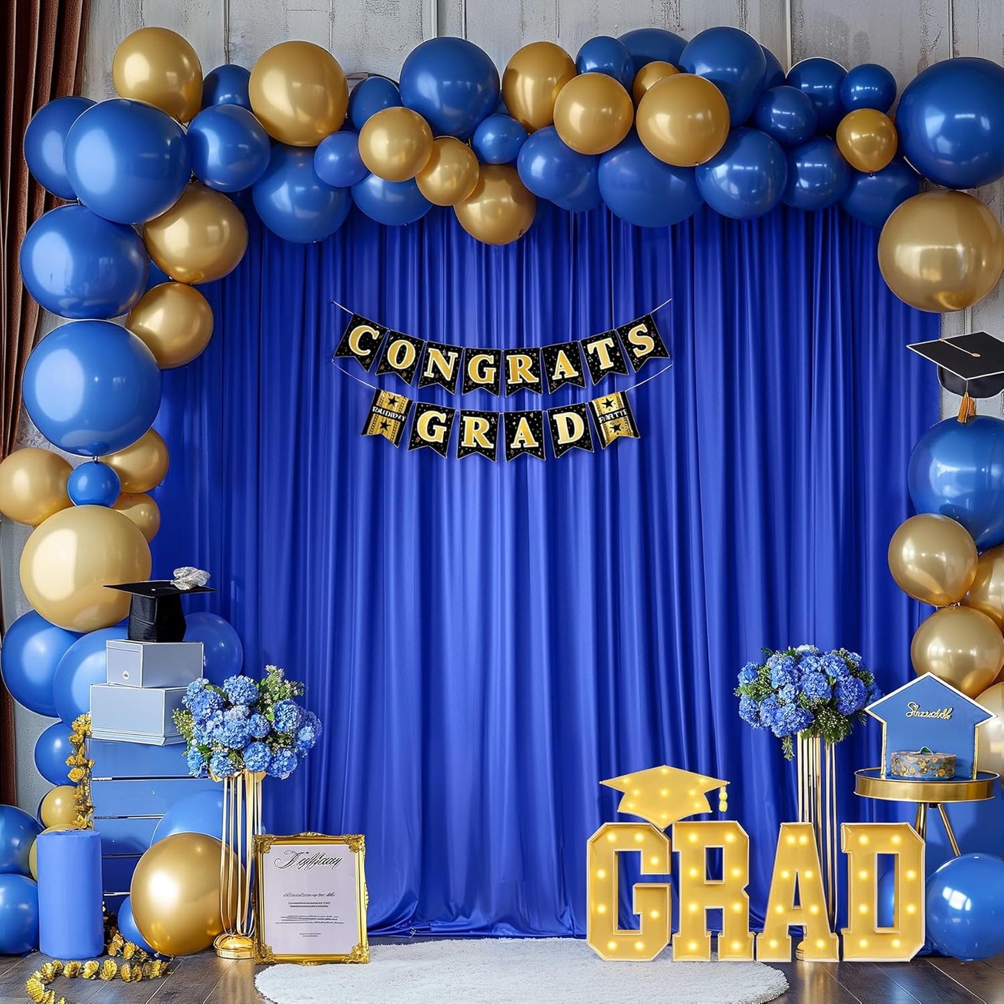 Royal Blue Backdrop Curtains by [Brand Name] - 10x10ft Wrinkle-Free Drapes for Weddings & Events