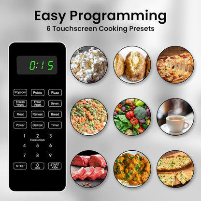 Skiennix 0.7 Cu Ft Microwave Oven - Compact Black Design with Digital Display & 10 Power Levels | Ideal for Dorms & Offices