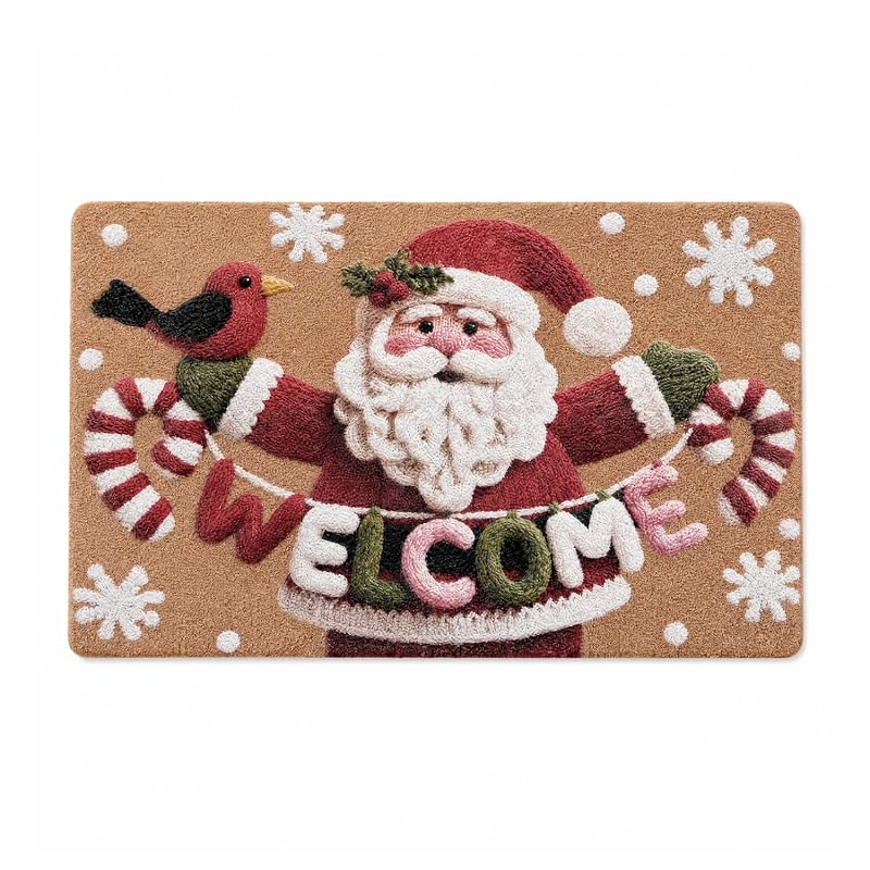 Santa Claus Welcome Doormat 17x29 Inch Non-Slip Indoor Outdoor Rug - Christmas
