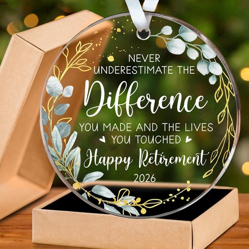 HEXMOZ Retirement Gift for Woman - Retirement Gifts for Women, Men 2026 - Retired Ornament 2026 - Retired Gift for Coworker, Boss, Employee, Teacher, Nurse, Woman, Man - Acrylic Christmas Ornament