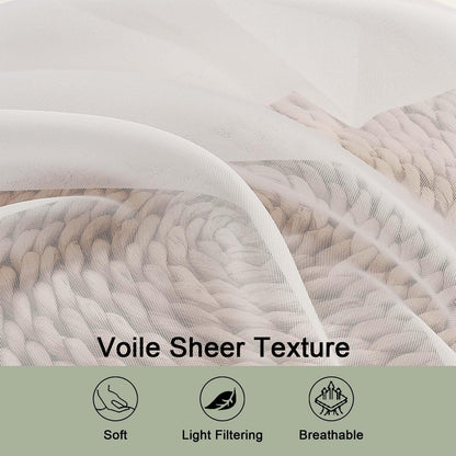 OWENIE Sheer Ivory Curtains, Sheer Curtains 63 inch Length 2 Panels Set, Rod Pocket Voile Fimly Sheer Drapes for Living Room Bedroom, 2pcs, Ivory, Each 59" W x 63" L