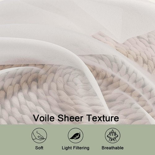 OWENIE Ivory Sheer Curtains 72 Inches Long 2 Panels Set, Transparent Voile Sheer Curtain for Living Room Bedroom Window Sliding Glass Door Treatment, 59 x 72 Inch, Ivory