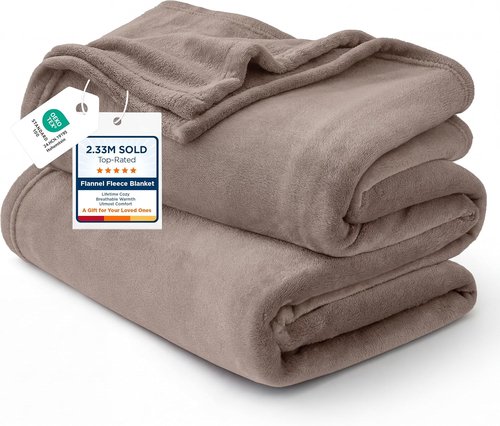 Bedsure GentleSoft Fleece Blanket - Lightweight Plush Cozy Twin Size in Mocha Brown, 60x80 Inches