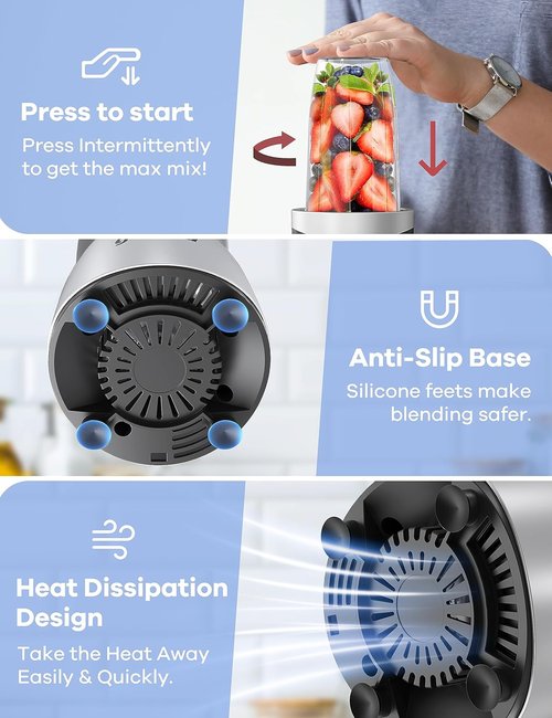 Ganiza Smoothie Blender - 900W Personal Blender with 15-Piece Combo & 4 BPA-Free Cups | Perfect for Shakes & Smoothies