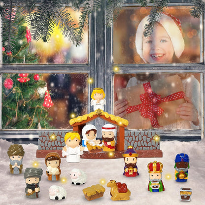 Regine Switzerland 19-Piece Christmas Nativity Set - Hand-Painted Resin Figurines for Festive Table Decor
