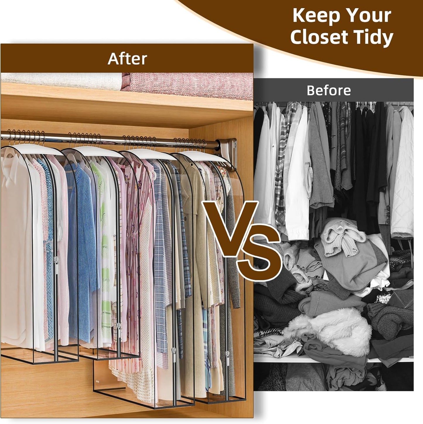 Skiennix Garment Bags - Upgraded Thickened Clear Hanging Storage for Clothes | 4 Packs (40 & 50 Inch)