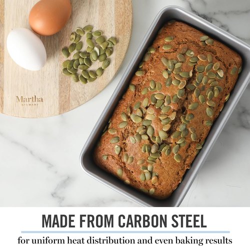 Martha Stewart Gallen 9-Inch Nonstick Carbon Steel Loaf Pan - Durable Bakeware for Bread & Cakes