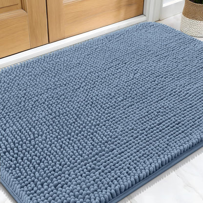 OLANLY Dog Door Mat - Absorbent Non-Slip Mud Mat for Indoor Use | Quick Dry Chenille, 30x20, Airy Blue
