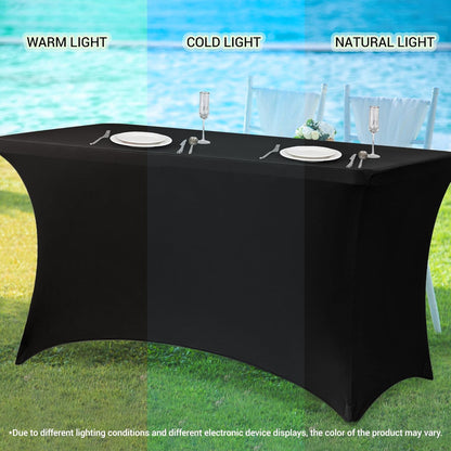 Obstal 6 Pack Stretch Spandex Table Covers - 6 FT Rectangular Fitted Tablecloths for Weddings & Parties | Silver