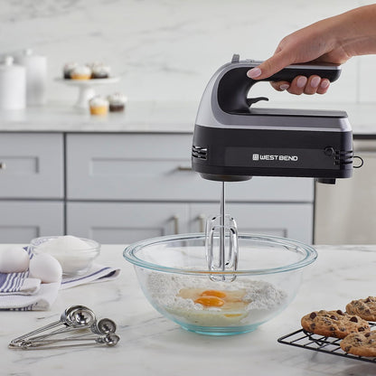 West Bend Hand Mixer Plus - 6-Speed Immersion Blender Attachment with Ergonomic Handle | 250-Watts, Black