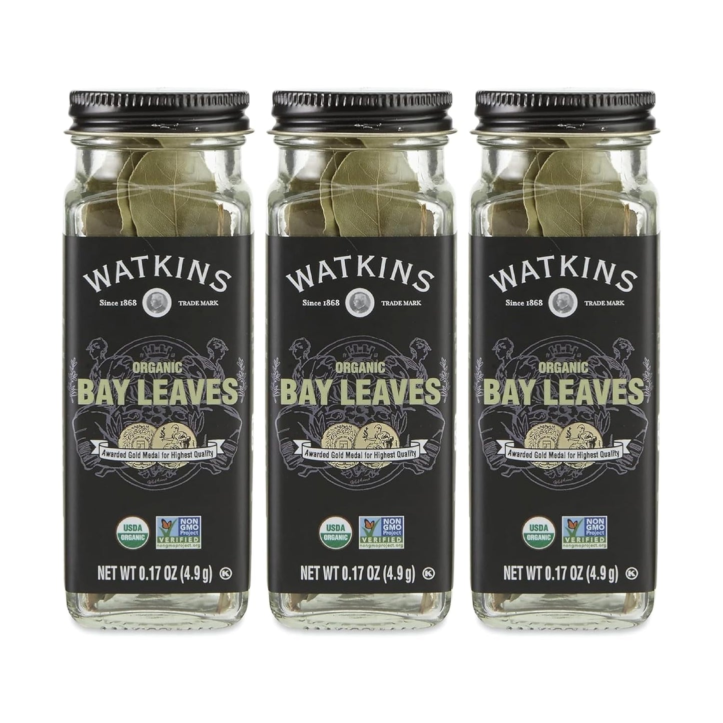 Watkins Gourmet Organic Bay Leaves Spice Jar - 0.17 Ounce, Pack of 3 for Flavorful Cooking