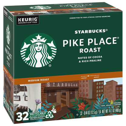 Starbucks K-Cup Pods - Pike Place Roast Medium Coffee - 32 Count (Pack of 4)