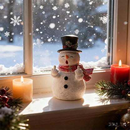 Hodao Snowman Figurine - Unique Winter Home Decoration | Funny Festive Ornament for New Year Gift
