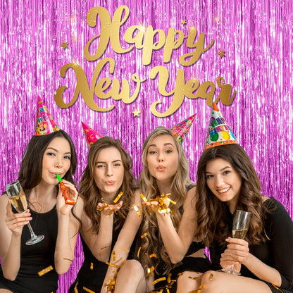 Skiennix Foil Curtain Backdrop - Metallic Tinsel Fringe for Photo Booths | 5 Pack for Parties & Celebrations