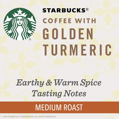 Starbucks Medium Roast K-Cup Coffee Pods - Golden Turmeric Flavor for Keurig Brewers | 48 Pods Total