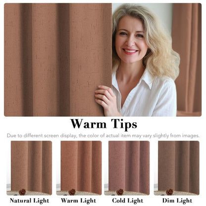 H.VERSAILTEX White Linen Blackout Curtains Durable Thick Textured Linen Look 100% Blackout Patio Door Curtain Anti Rust Grommet Extra Wide Sliding Door Curtain Panel, W100 x L108 inch, Washed Spice