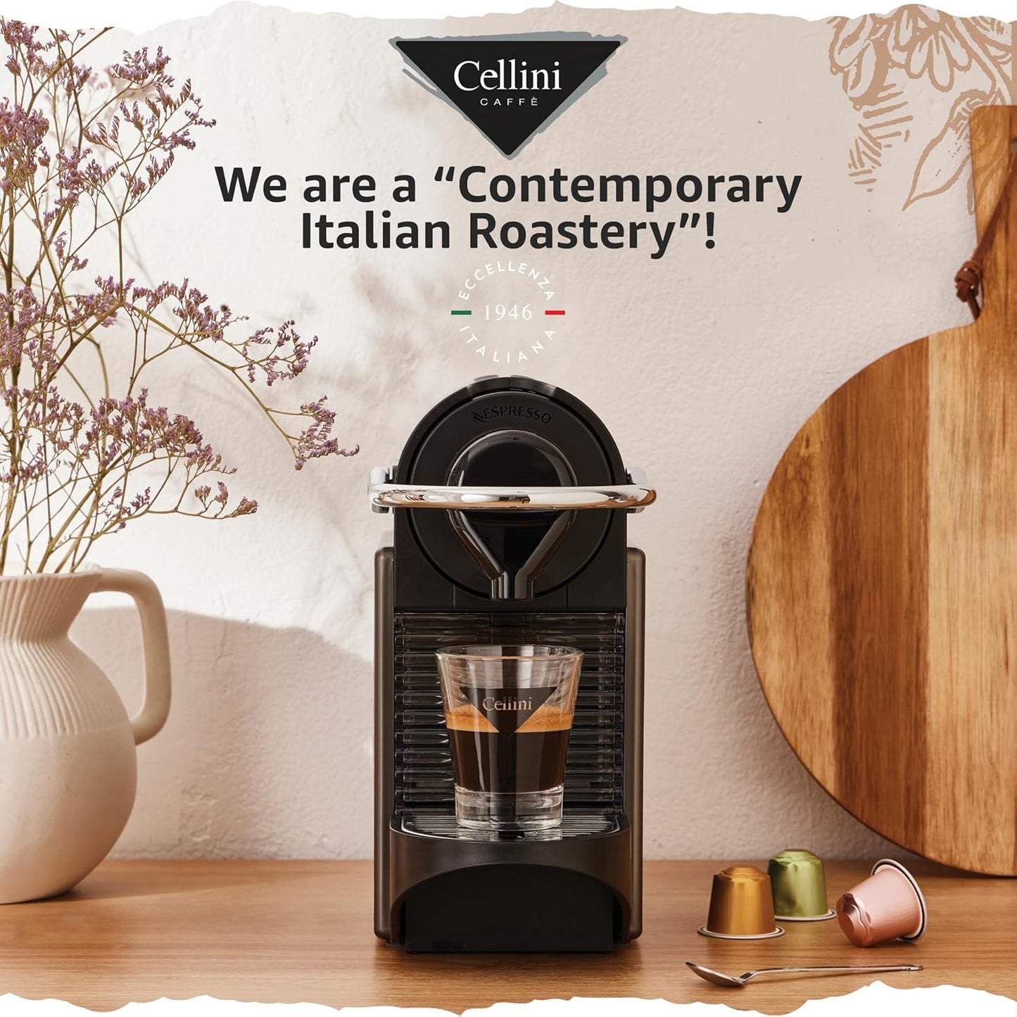Cellini Caffè Melodico Dark Roast Coffee Capsules - 120 Count Aluminum Nespresso Pods | 100% Compatible