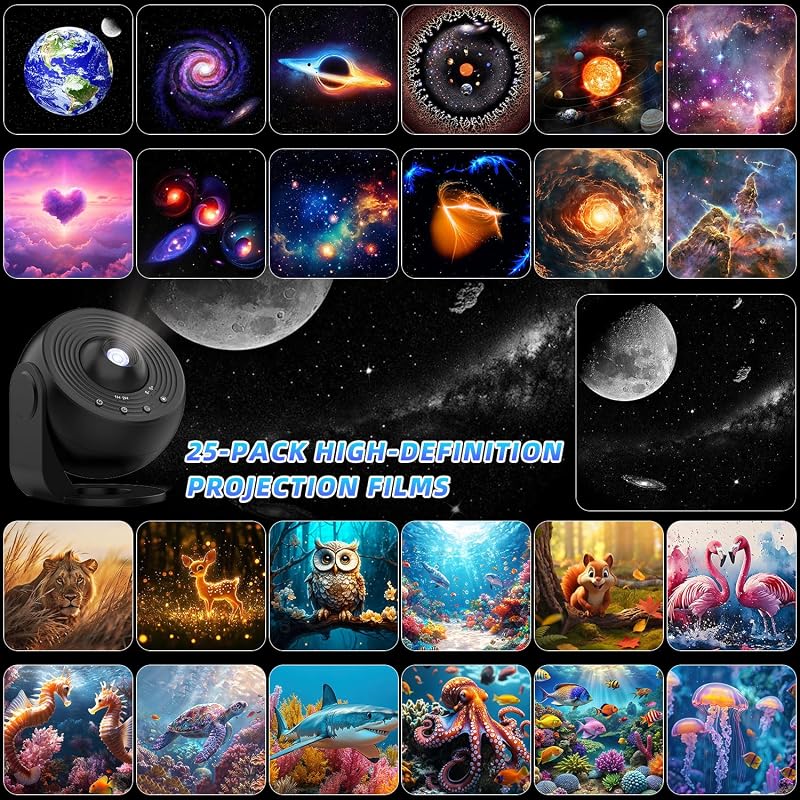 Galaxy Projector Pro - 360° Star & Ocean Night Light with 25 4K Discs
