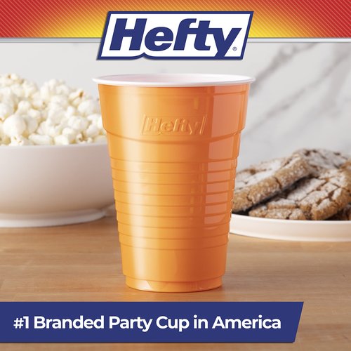 Hefty Party On Disposable Plastic Cups, Assorted, 16 Ounce, 100 Count