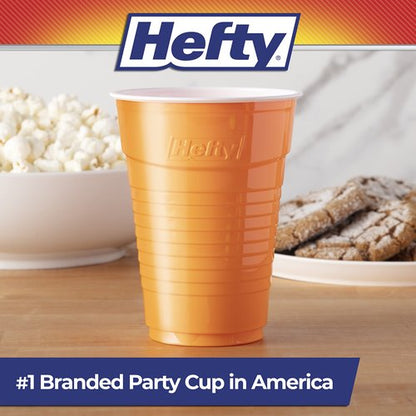 Hefty Party On Disposable Plastic Cups, Assorted, 16 Ounce, 100 Count