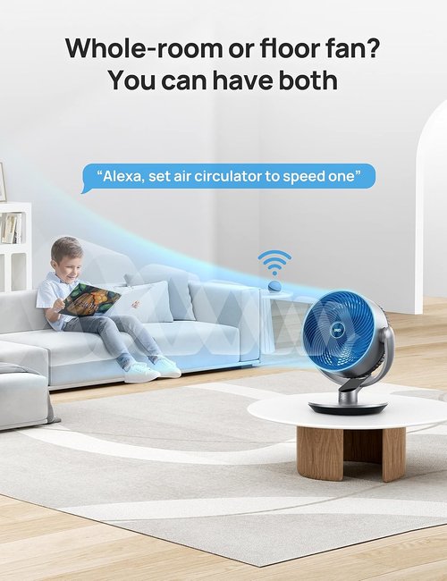 Dreo 16 Inch Quiet Smart Fan - 25dB DC Oscillating Fan with Remote | 6 Modes, 9 Speeds, Silver