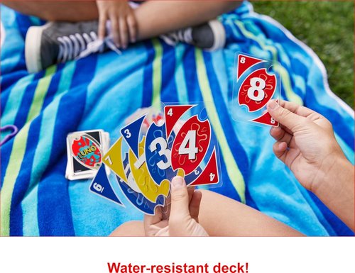 Mattel Games UNO Splash Card Game - Waterproof Cards & Portable Clip for Travel | Perfect for Camping & Game Nights