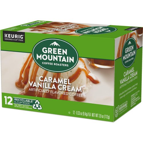 Green Mountain Coffee Roasters K-Cup Pods - Caramel Vanilla Cream Light Roast Coffee | 12 Count