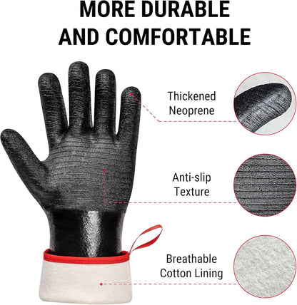 TempPro BBQ Gloves - 932°F Heat Resistant, Waterproof & Slip-Resistant Neoprene | 14" Grill Mitts for Fire Pit & Smoker
