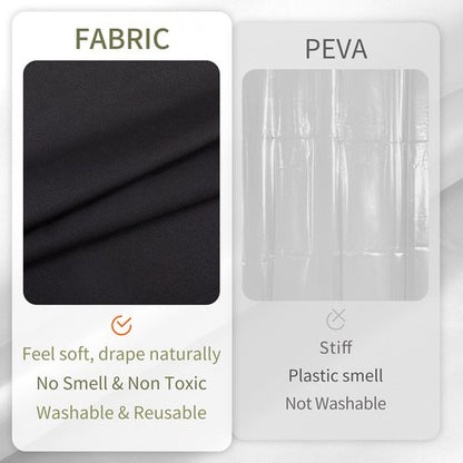 ALYVIA SPRING Extra Long Fabric Shower Curtain Liner Waterproof - 72" x 96", Soft & Lightweight X-Long Shower Curtain with 3 Magnets, Machine Washable - 72x96, Black