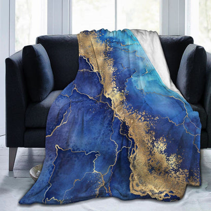 Perinsto Blue Marble Background Throw Blanket Ultra Soft Warm All Season Decorative Fleece Blankets for Bed Chair Car Sofa Couch Bedroom 50"X40"