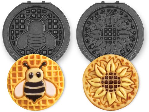 Dash MultiMaker® Mini System Removable Plate Set - Nonstick Waffle Replacement Plates - 4-Inch Two-Pack in Sunflower & Bee