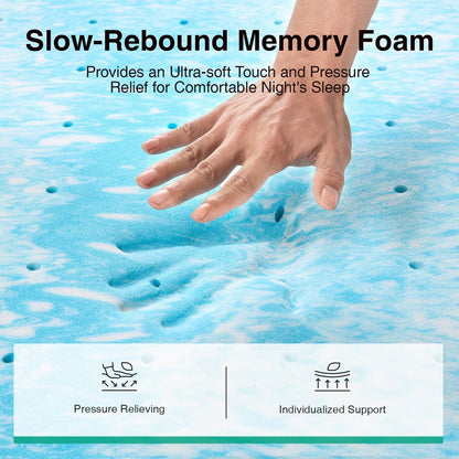 Novilla Twin Memory Foam Mattress Topper - 3 Inch Cooling Gel Infused for Ventilated Comfort