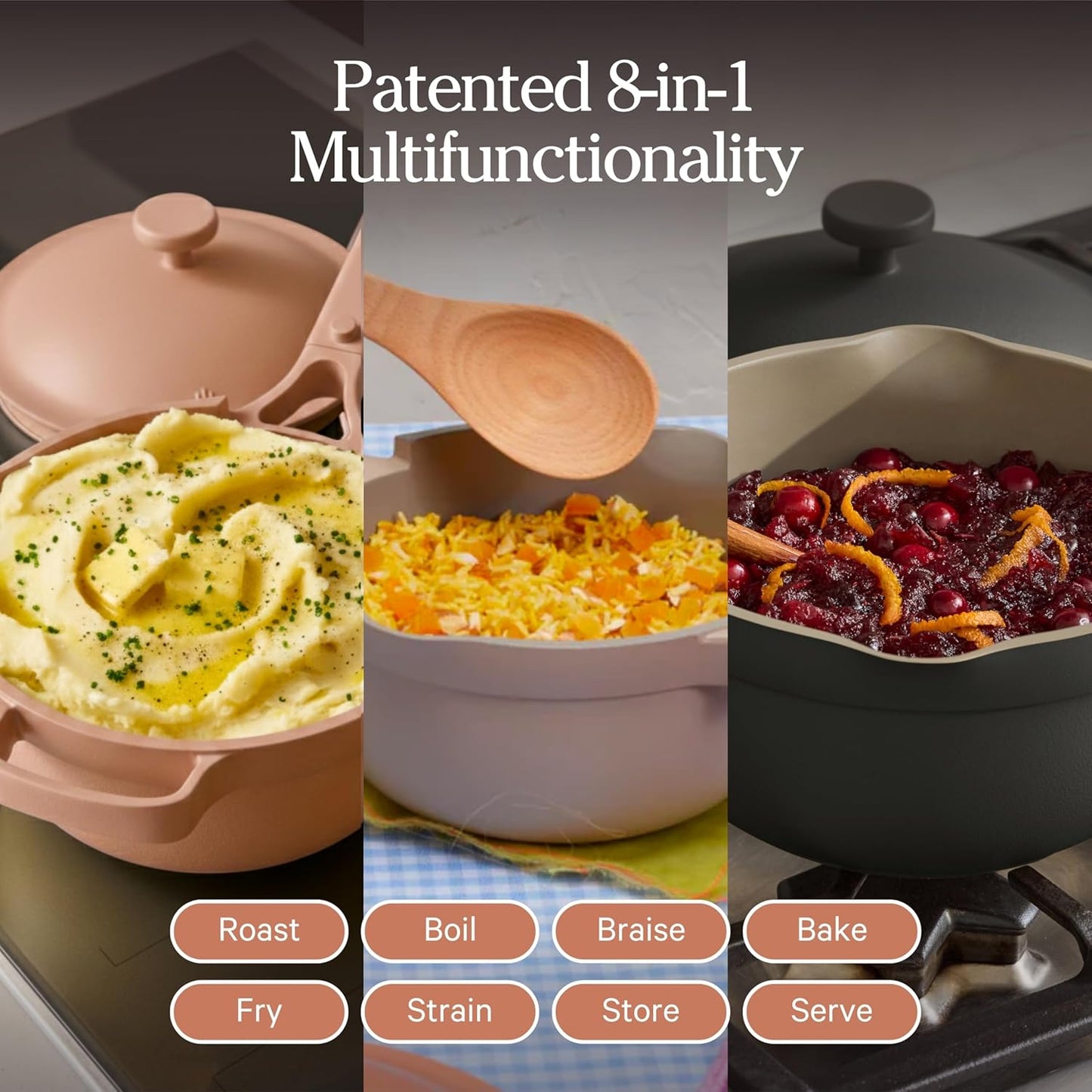 Our Place Mini Perfect Pot - 2.5 Qt Ceramic Cookware with Lid & Spatula | PFAS-Free, Nonstick, Induction & Oven-Safe | Blue Salt