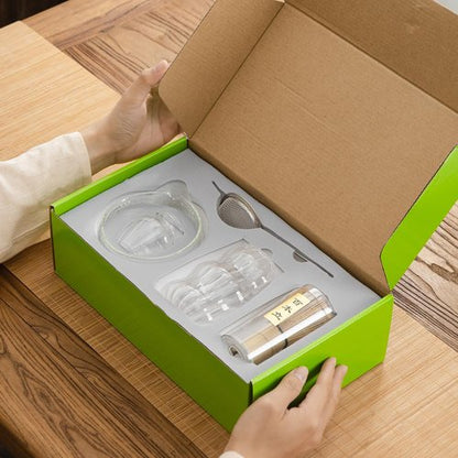 DWEHIXBUY 7Pcs Japanese Matcha Tea Set, Matcha Kit with Matcha Bowl (with Pouring Spout), Matcha Whisk, Whisk Holder, Strainer - Elegant Matcha Set for Gifting, Gift Box Packaging glass
