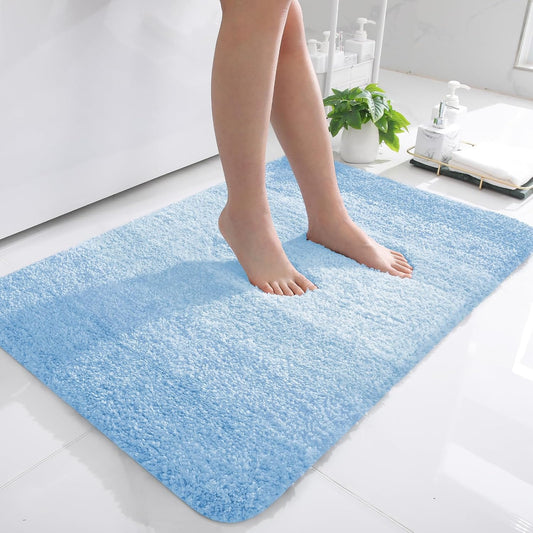 OLANLY Bathroom Rugs - Extra Soft Microfiber Mat, Quick Dry & Machine Washable | 36x24, Sky Blue