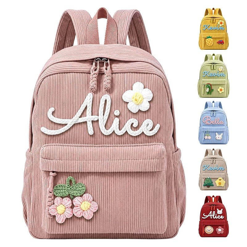 Personalized 3D Embroidered Backpack for Kids - Pink, Nanfuncf Custom School Bag