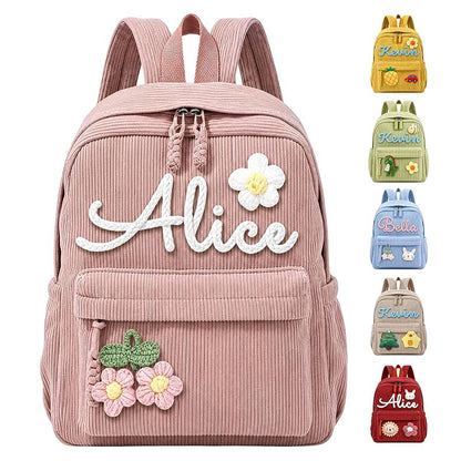 Personalized 3D Embroidered Backpack for Kids - Pink, Nanfuncf Custom School Bag