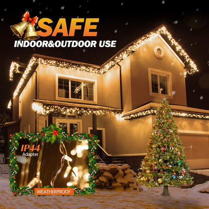 USOKYO Icicle String Lights - 480 LED 39FT Twinkle Fairy Lights with 8 Modes & Timer | Warm White