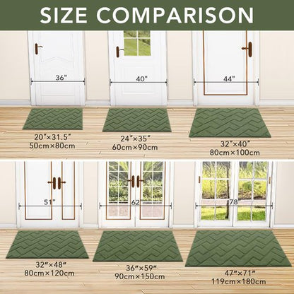 Hicorfe Indoor Door Mat - Non-Slip Absorbent Entrance Mat with Rubber Backing | 32"x48" - Green