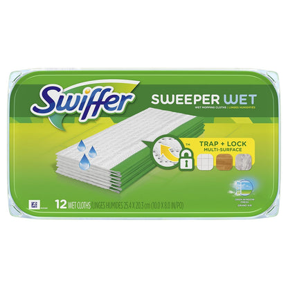 Swiffer Sweeper Wet Mopping Pads - Multi-Surface Refills with Open Window Fresh Scent | 12 Count
