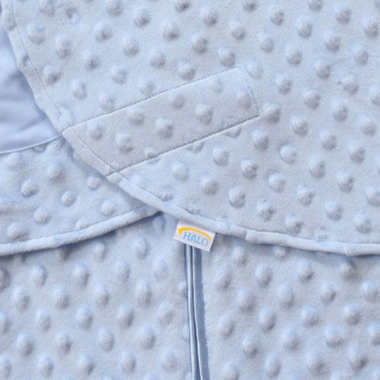 HALO Sleepsack Swaddle - Plush Dot Velboa 3-Way Adjustable Blanket | TOG 3.0 for Cool Climates, Blue, Newborn 0-3 Months