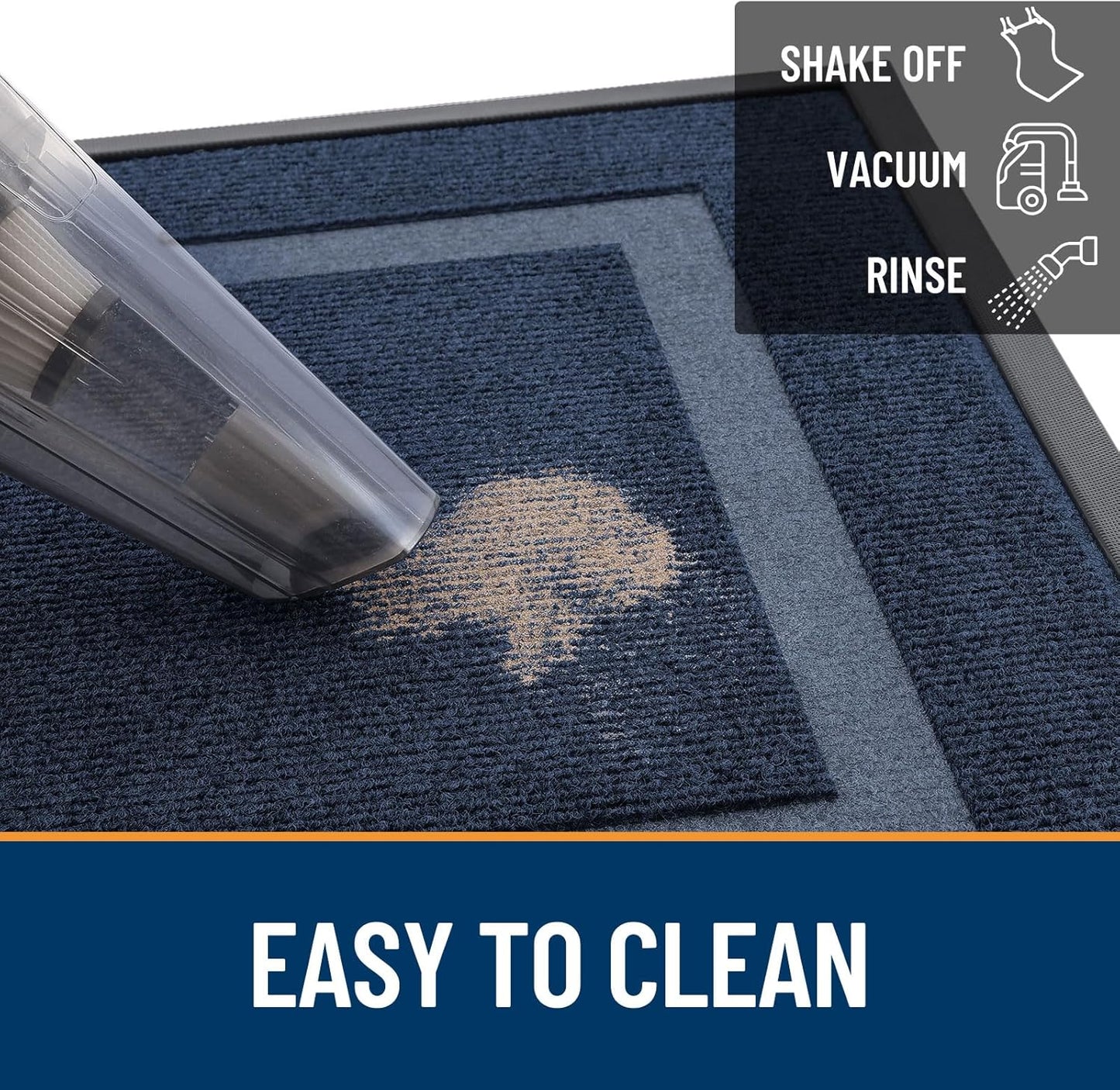 OLANLY Waterproof Front Door Mat - All-Season, Sturdy Natural Rubber, Easy Clean | 71x47, Blue