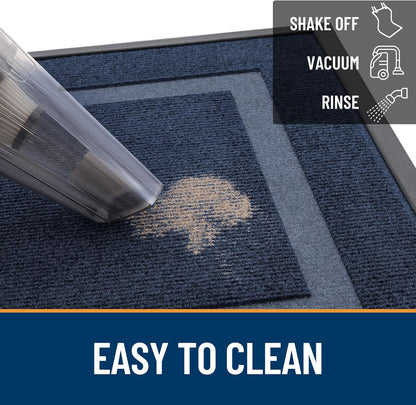 OLANLY Waterproof Front Door Mat - All-Season, Sturdy Natural Rubber, Easy Clean | 71x47, Blue