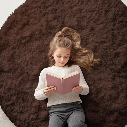 OLANLY Round Coffee Area Rug - Soft, Fluffy, Machine Washable 5 ft Circle Rug for Bedroom & Living Room Decor