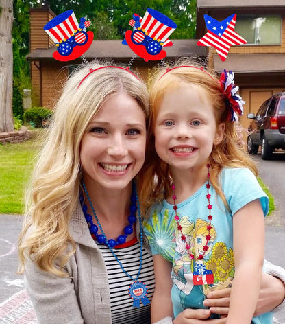 Moon Boat 12PCS Patriotic Headbands - 4th of July Party Accessories in Red, White & Blue