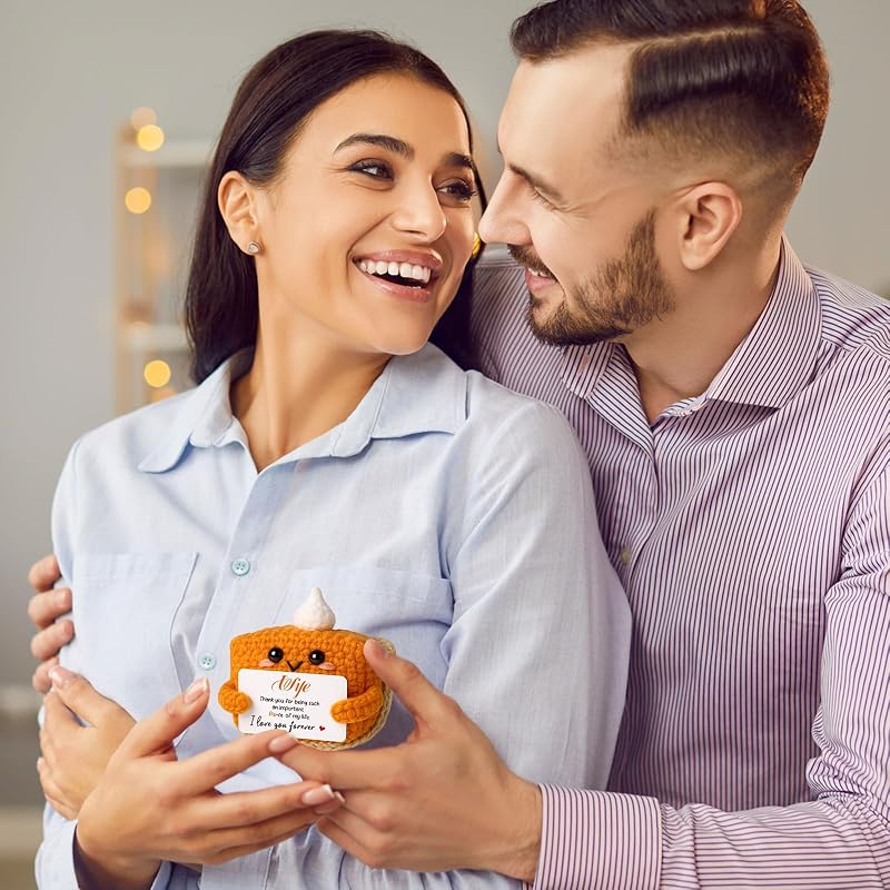 Wife Crochet Mini Pumpkin Pie Plush - Halloween Gift from Husband | 2.36" Decorative Plush