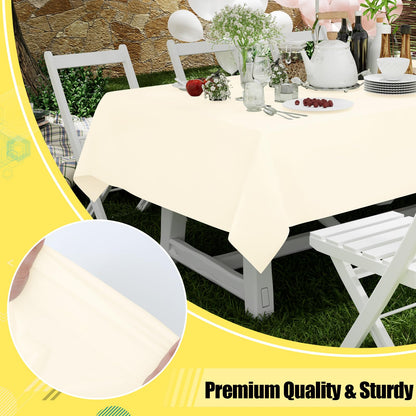 smiry Disposable Table Cloth 10 Pack, 54 x 108 Inch Table Cloths for Parties, Decorative Tablecloths for Rectangle Tables, Waterproof Plastic Table Cover, Leakproof & Sturdy, Beige