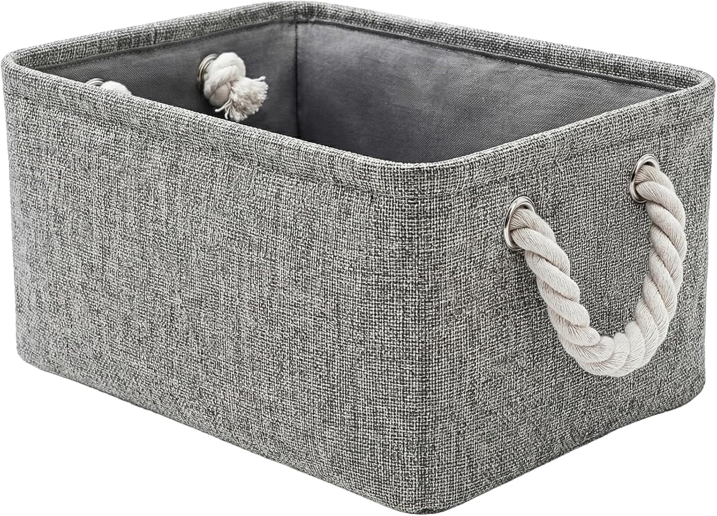 TheWarmHome Storage Bins - Grey Fabric Organizing Baskets | 11.8x7.9x5.2 Inch Closet Cubes